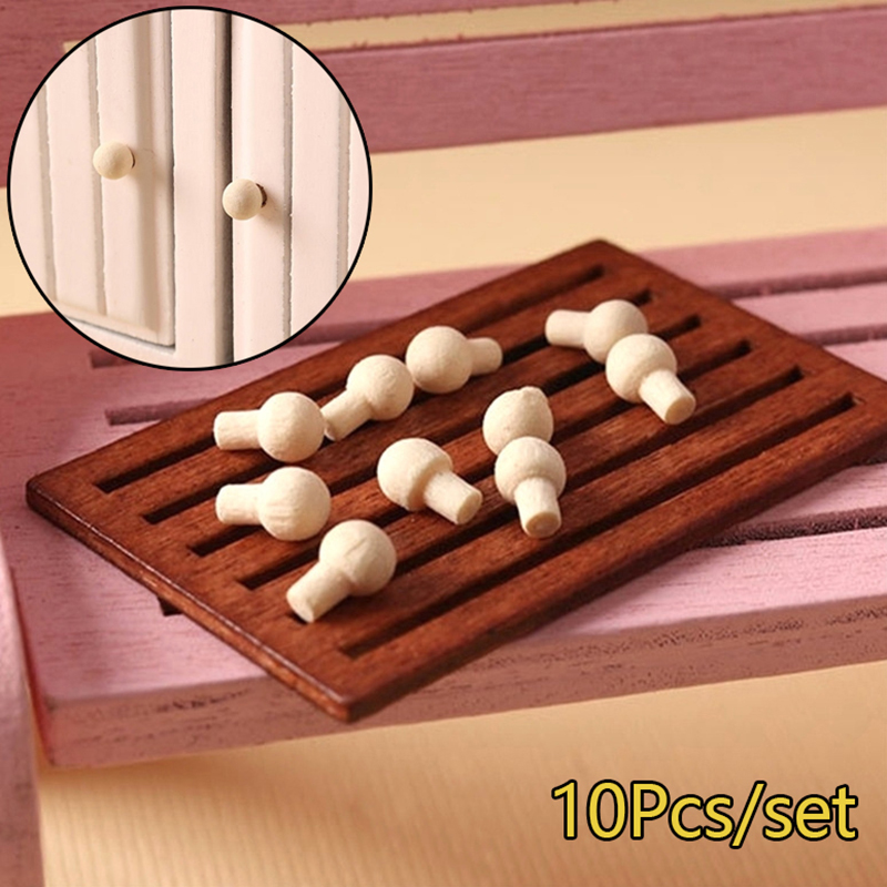 Furniture Hardware Handles - 10Pcs 1:12 Dollhouse Miniature Door Handle